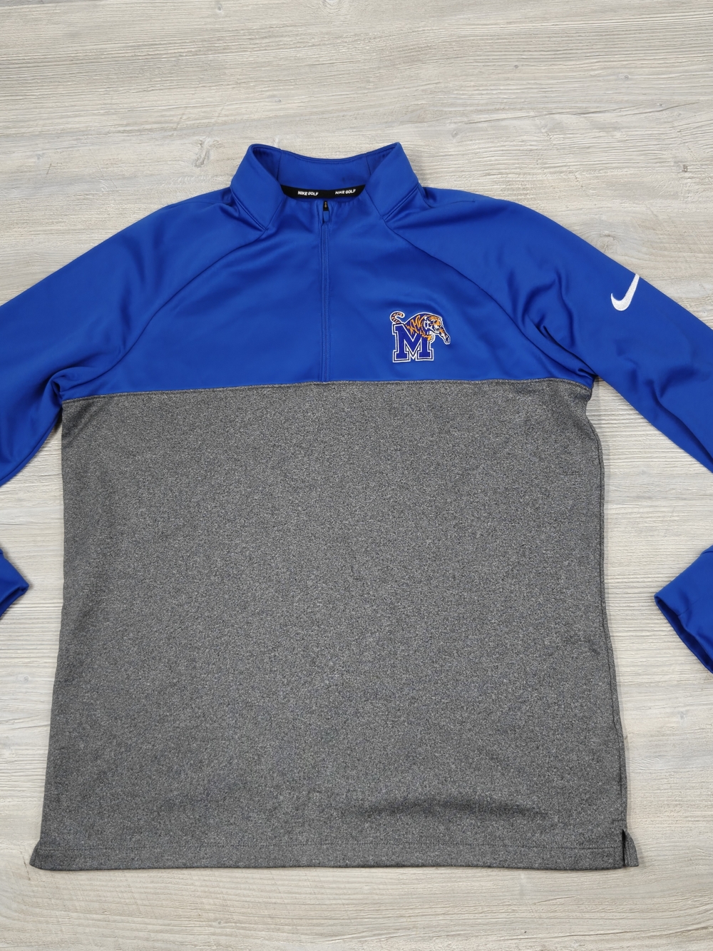 Nike Golf Memphis Tigers 1/4 Zip Pullover Men's L Blue Gray Dri-FIT Jacket Large